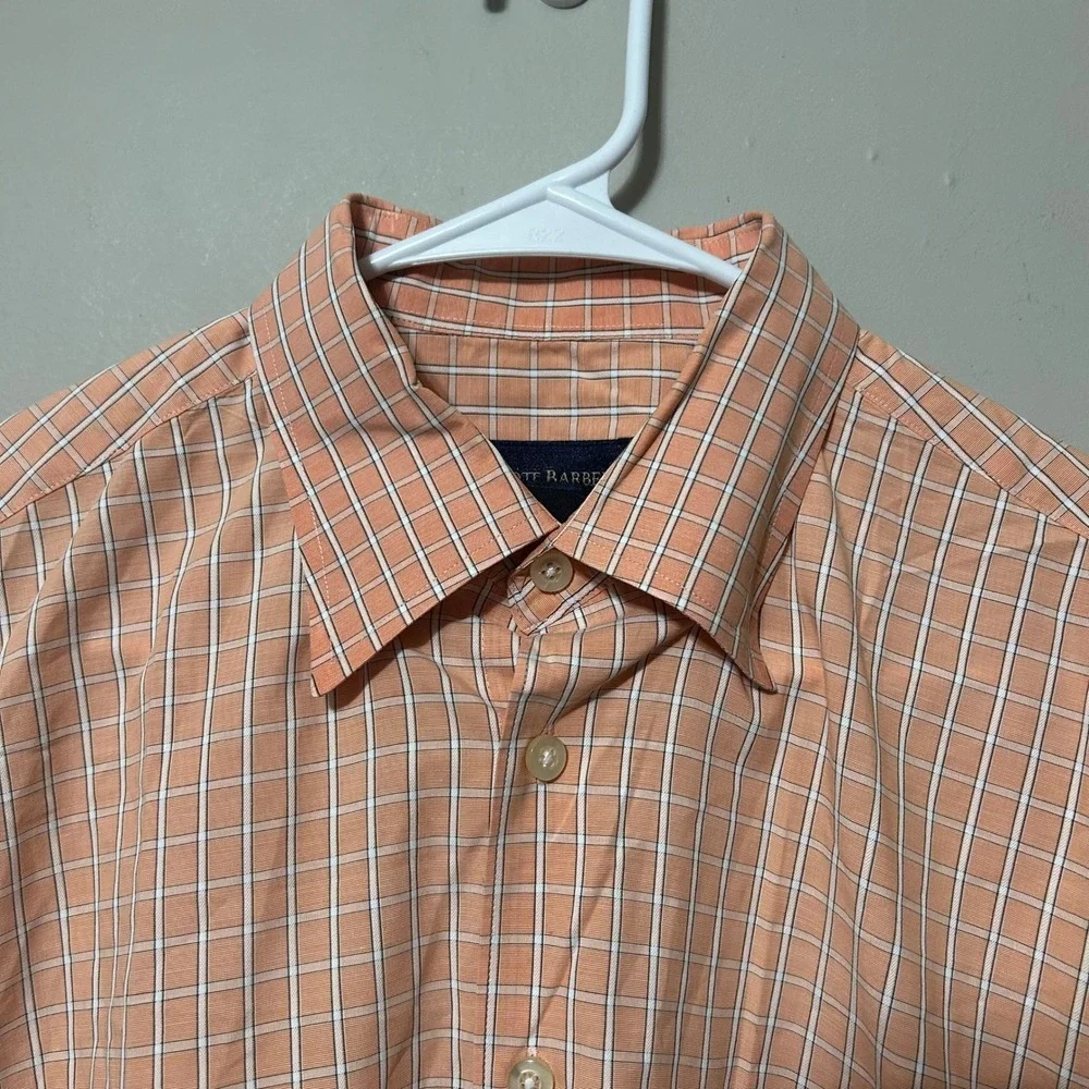 Scott Barber Men's Button Down Shirt XL Blue Orange Check Plaid Bundle 4 Pack